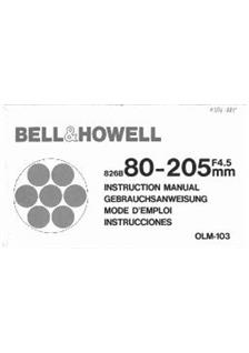 Bell and Howell 80-205/4.5 manual. Camera Instructions.